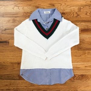 Collared White Sweater - Gucci Print